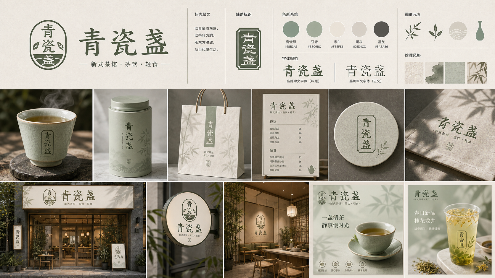 青瓷盏新中式茶馆品牌设计板