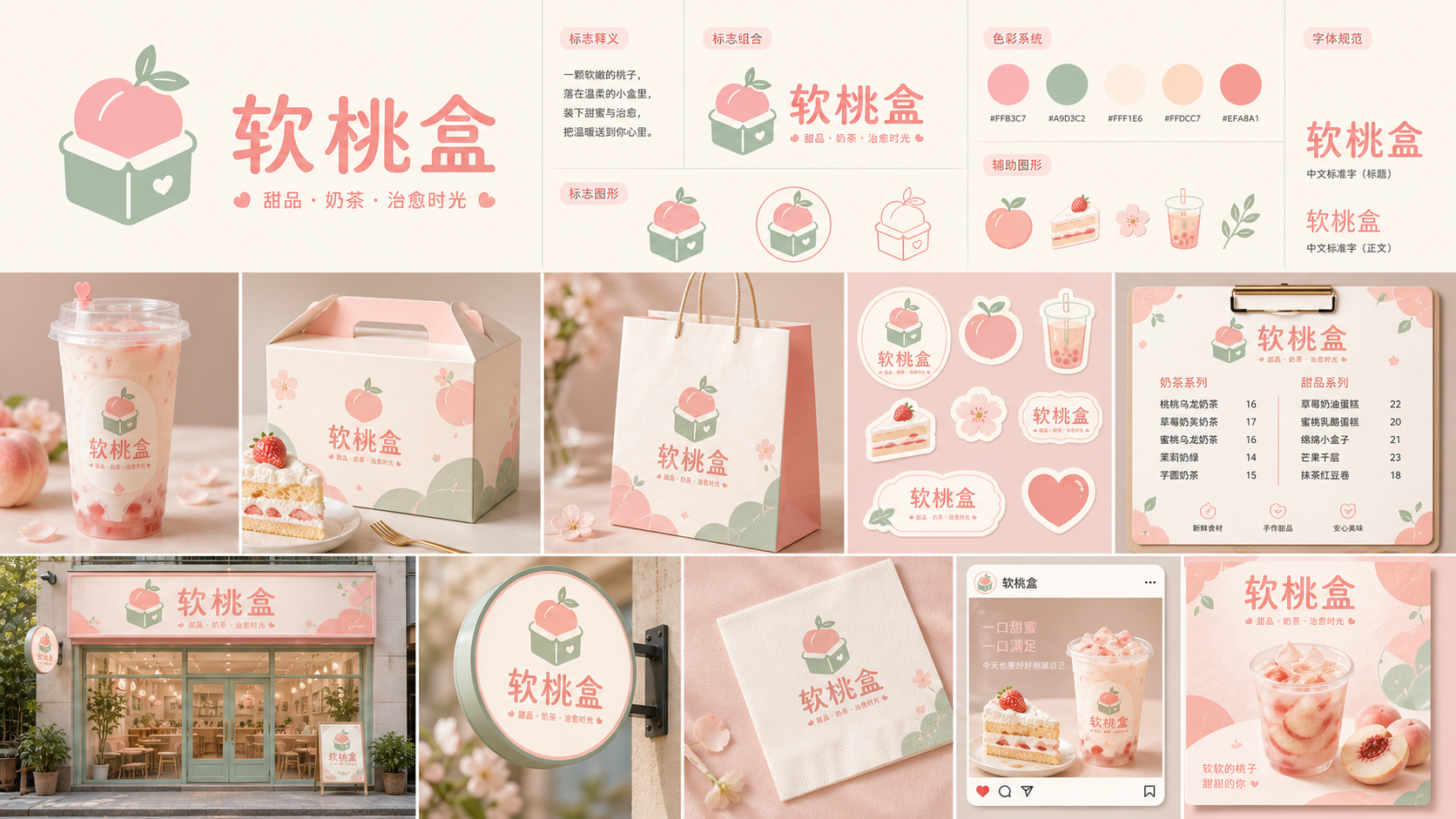 软桃盒粉彩治愈风设计板