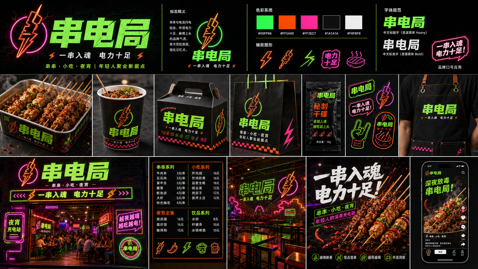 串电局霓虹夜市风设计板