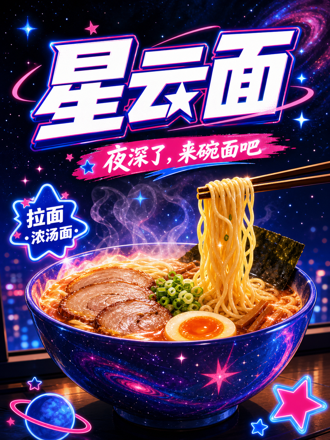 星云面动漫星云蓝粉拉面风小红书品牌封面