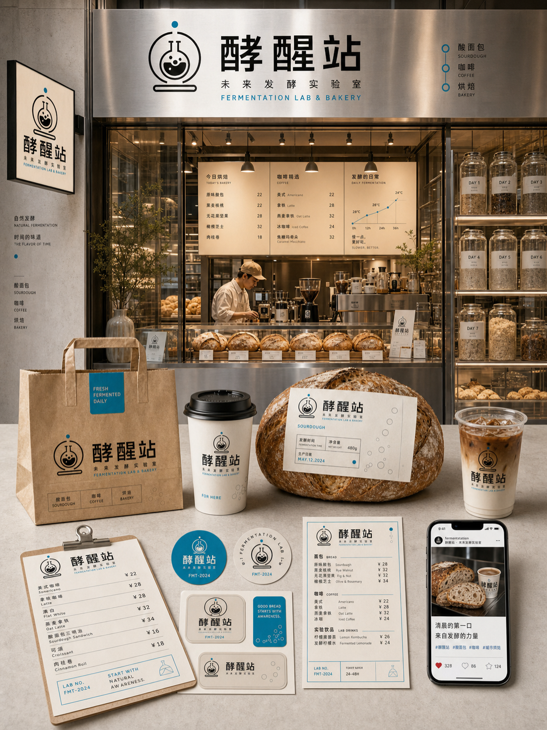 酵醒站未来发酵实验室风小红书品牌封面