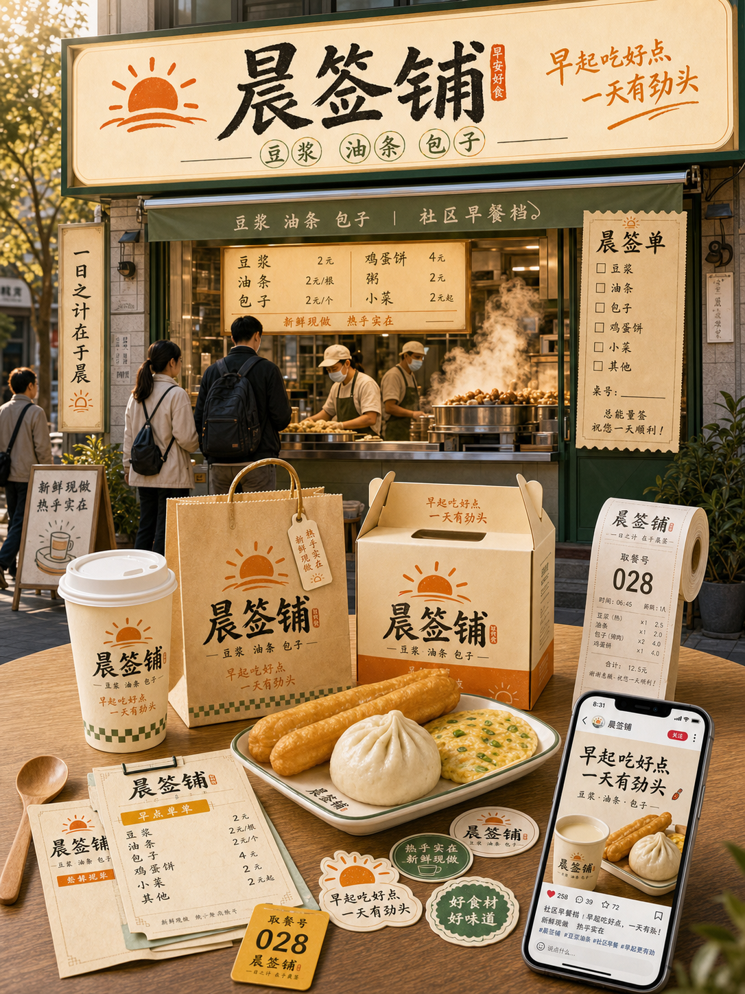 晨签铺清晨票据手写风小红书品牌封面