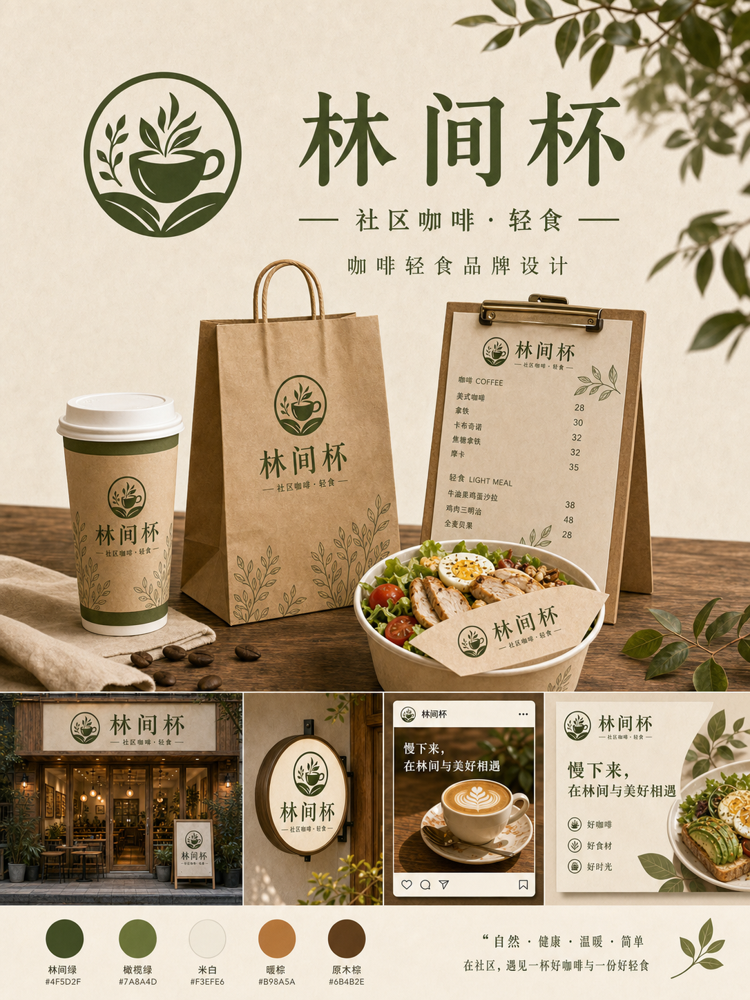 林间杯社区原木风小红书品牌封面