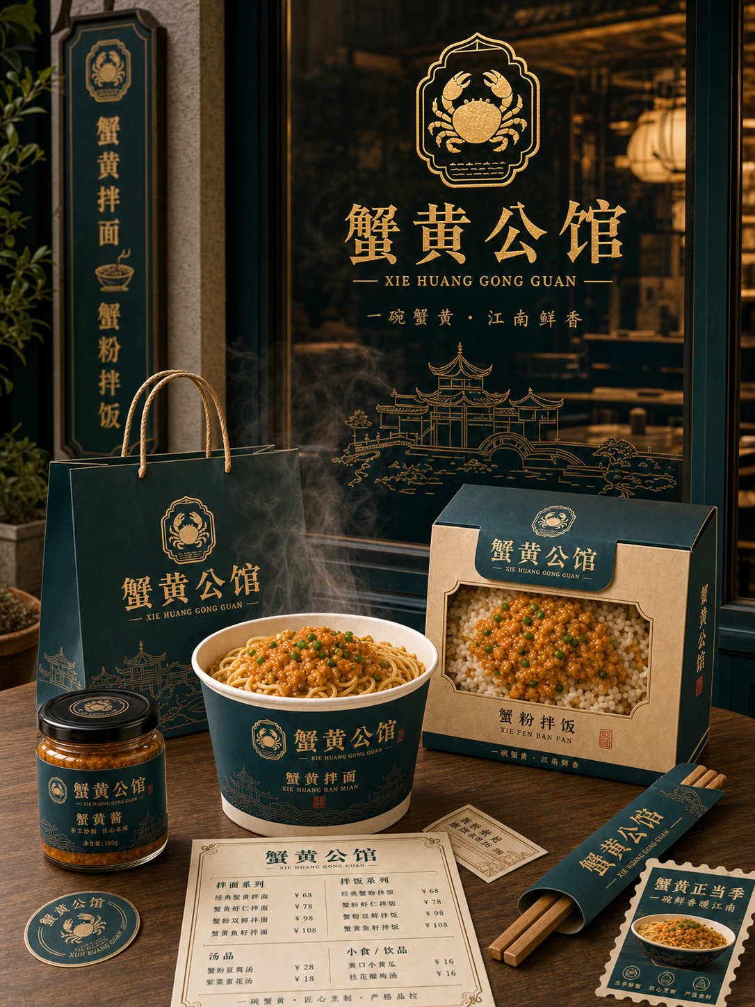 蟹黄公馆蟹黄金青公馆风小红书品牌封面