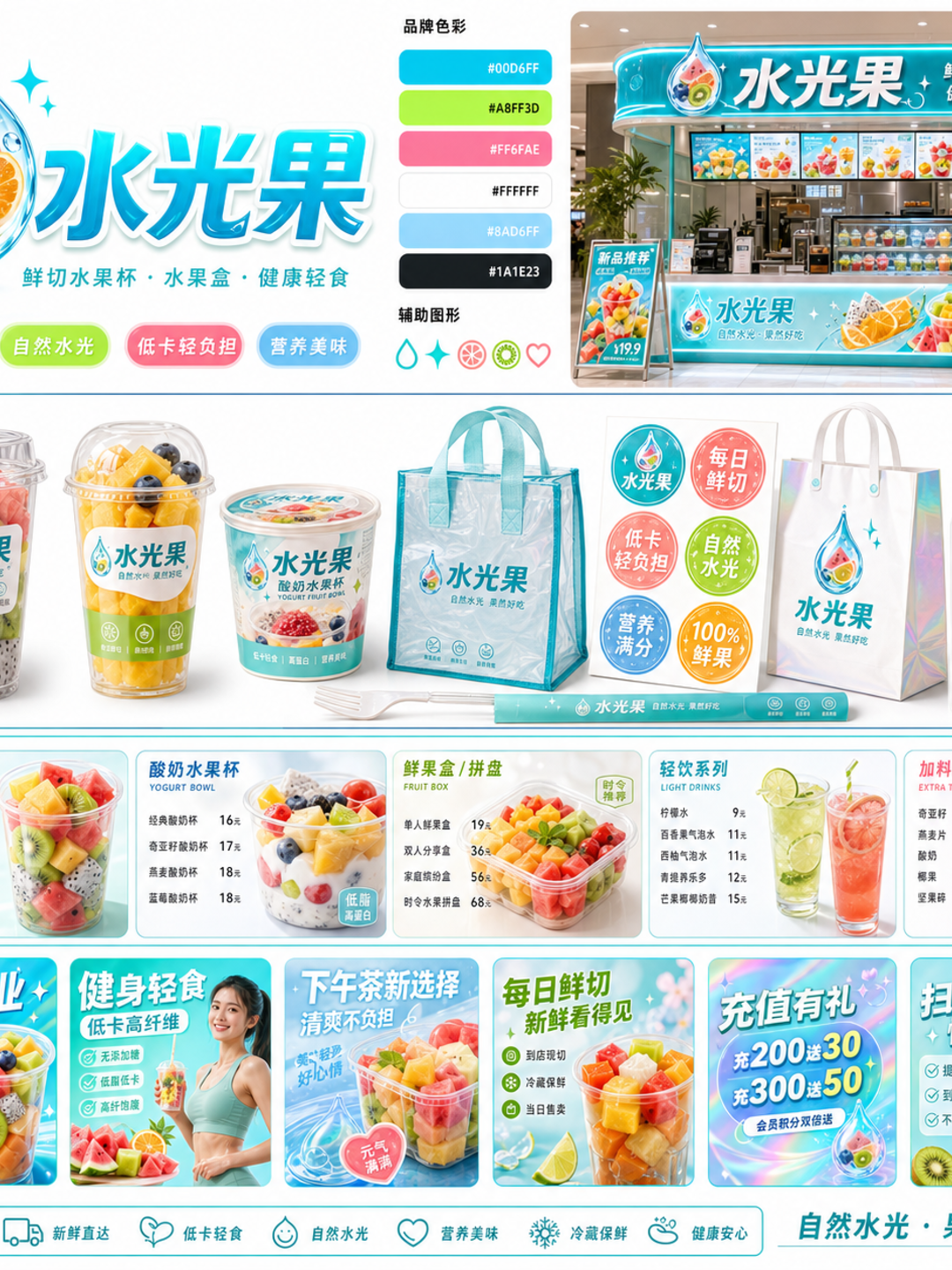 水光果赛博水光水果风小红书品牌封面
