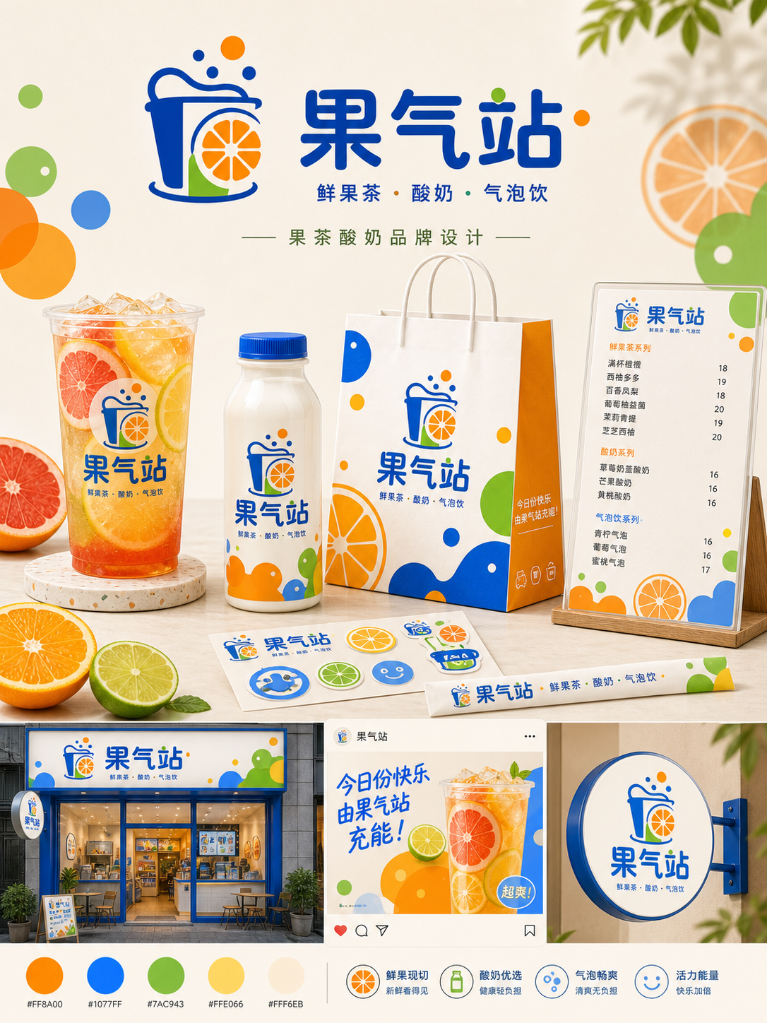 果气站水果能量风小红书品牌封面
