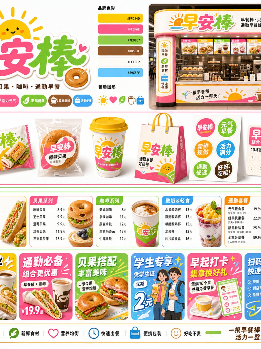 早安棒多巴胺晨间便利店风小红书品牌封面