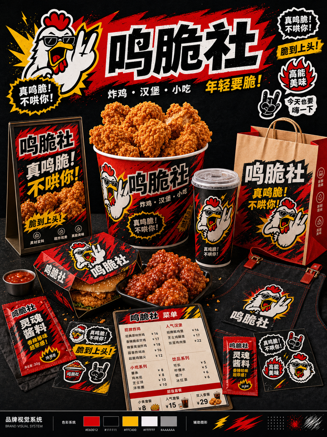 鸣脆社街头贴纸风小红书品牌封面