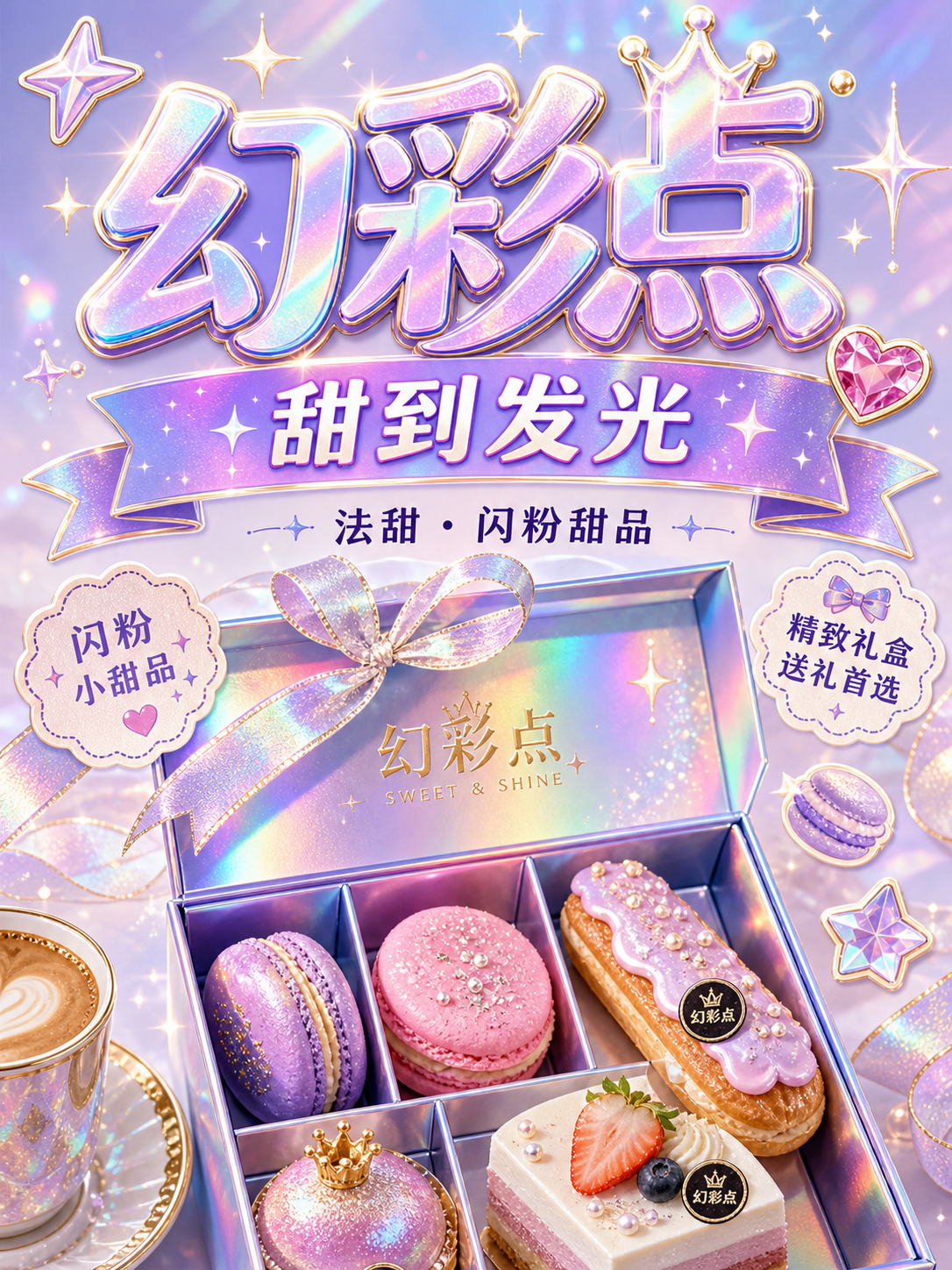幻彩点镭射幻彩法甜风小红书品牌封面