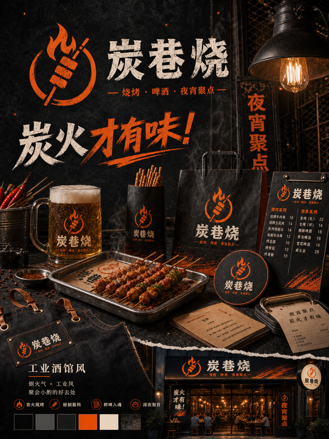 炭巷烧工业酒馆风小红书品牌封面