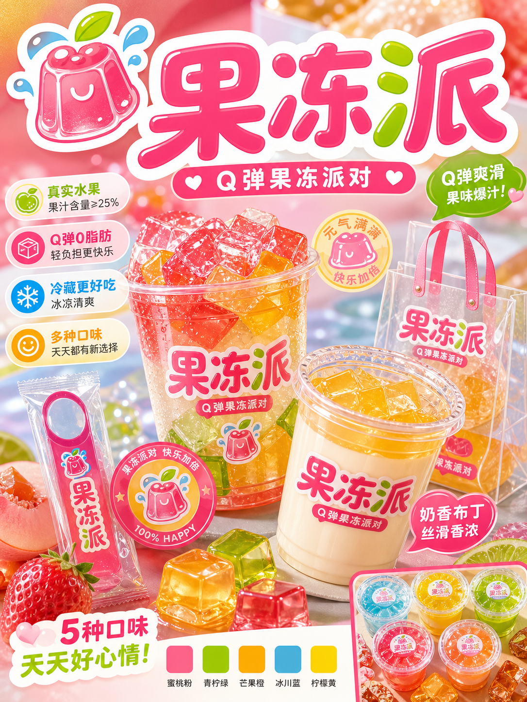 果冻派透明果冻酸性色风小红书品牌封面