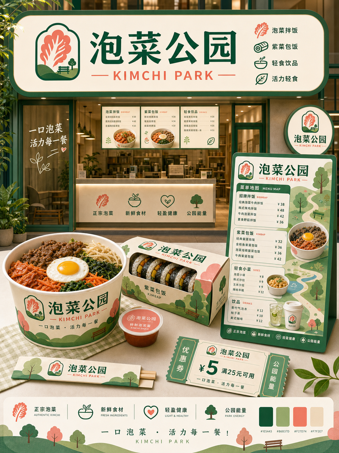 泡菜公园粉绿公园导视风小红书品牌封面