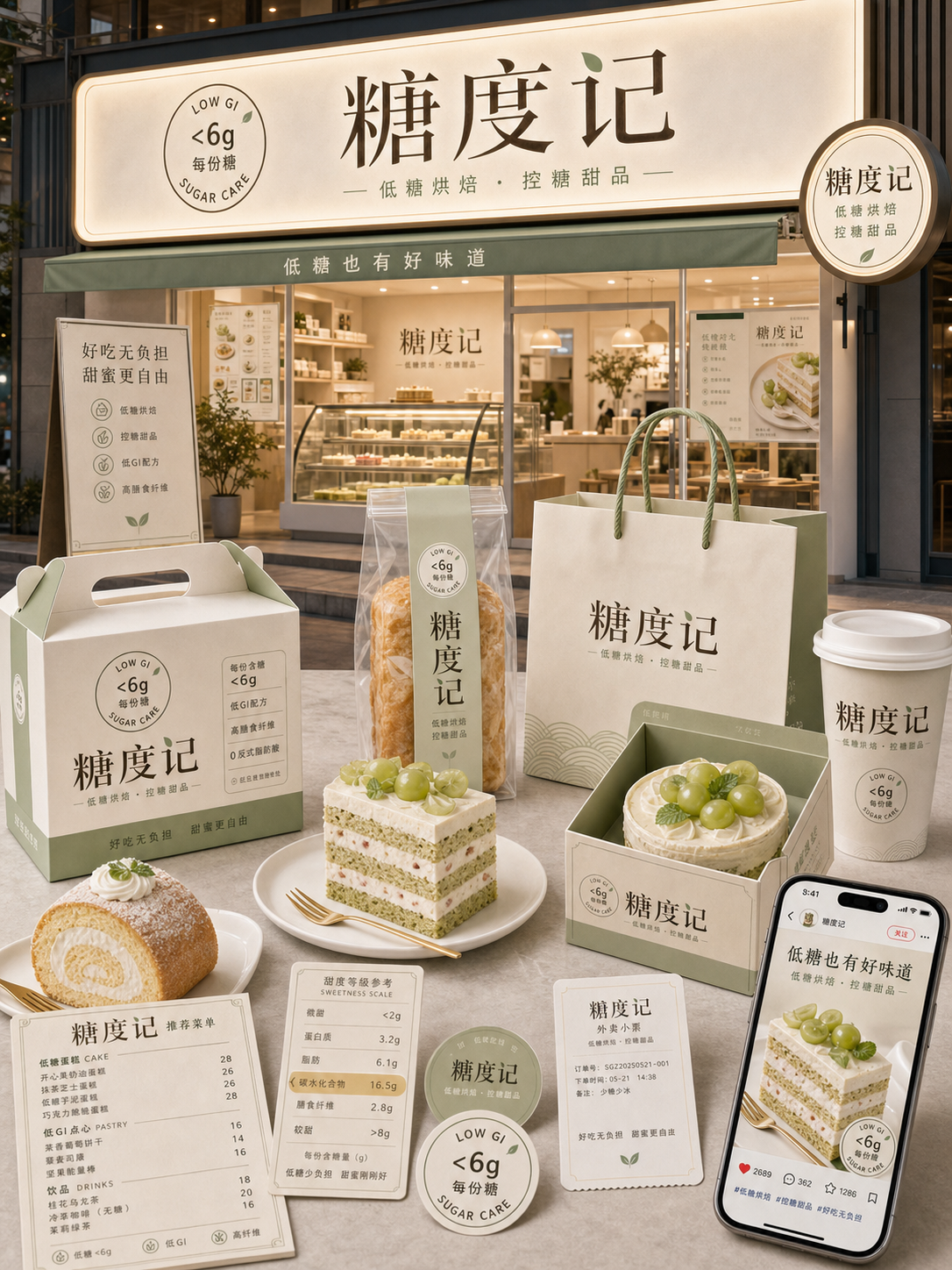 糖度记营养标签极简风小红书品牌封面