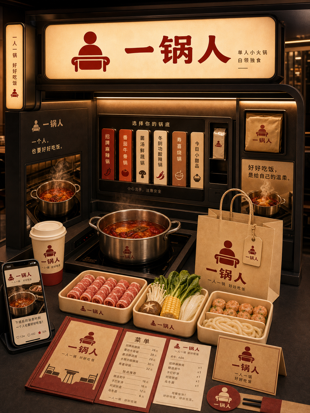 一锅人单人友好模块风小红书品牌封面