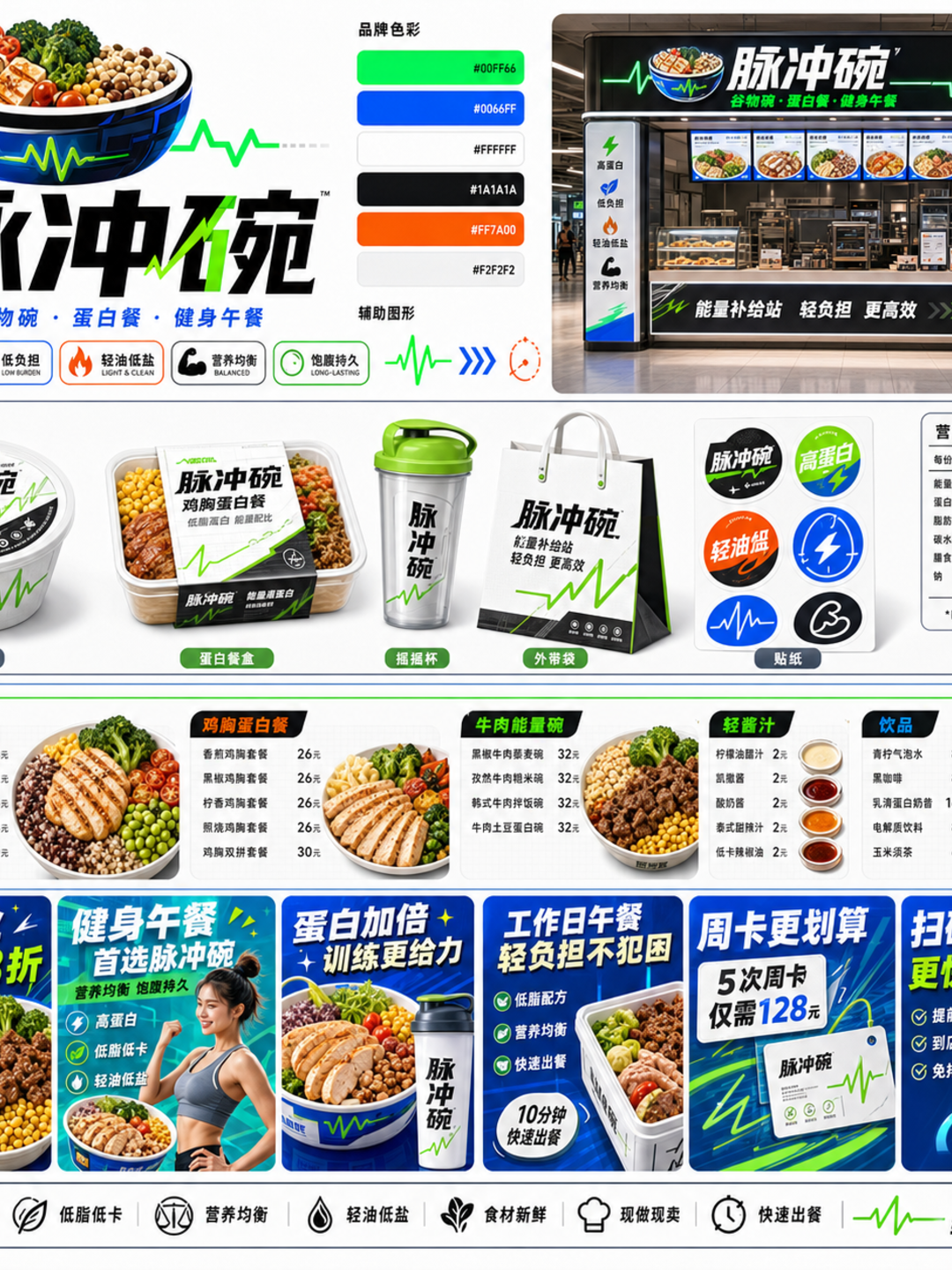 脉冲碗脉冲波形运动营养风小红书品牌封面
