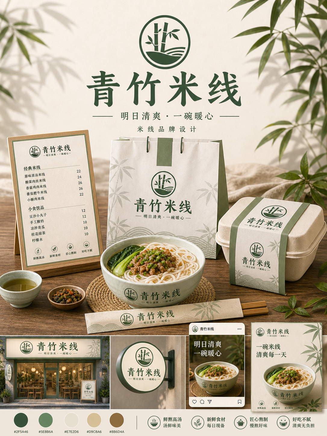 青竹米线清爽地域风小红书品牌封面