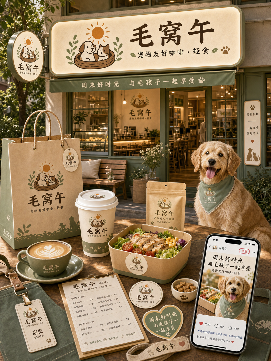 毛窝午温柔宠物社区风小红书品牌封面