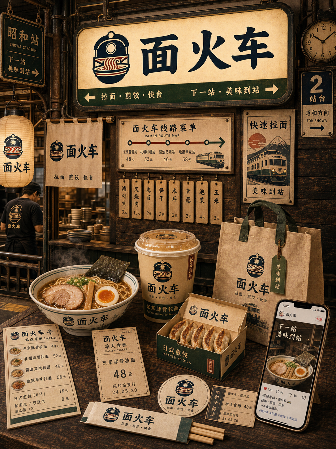 面火车昭和车站票根风小红书品牌封面