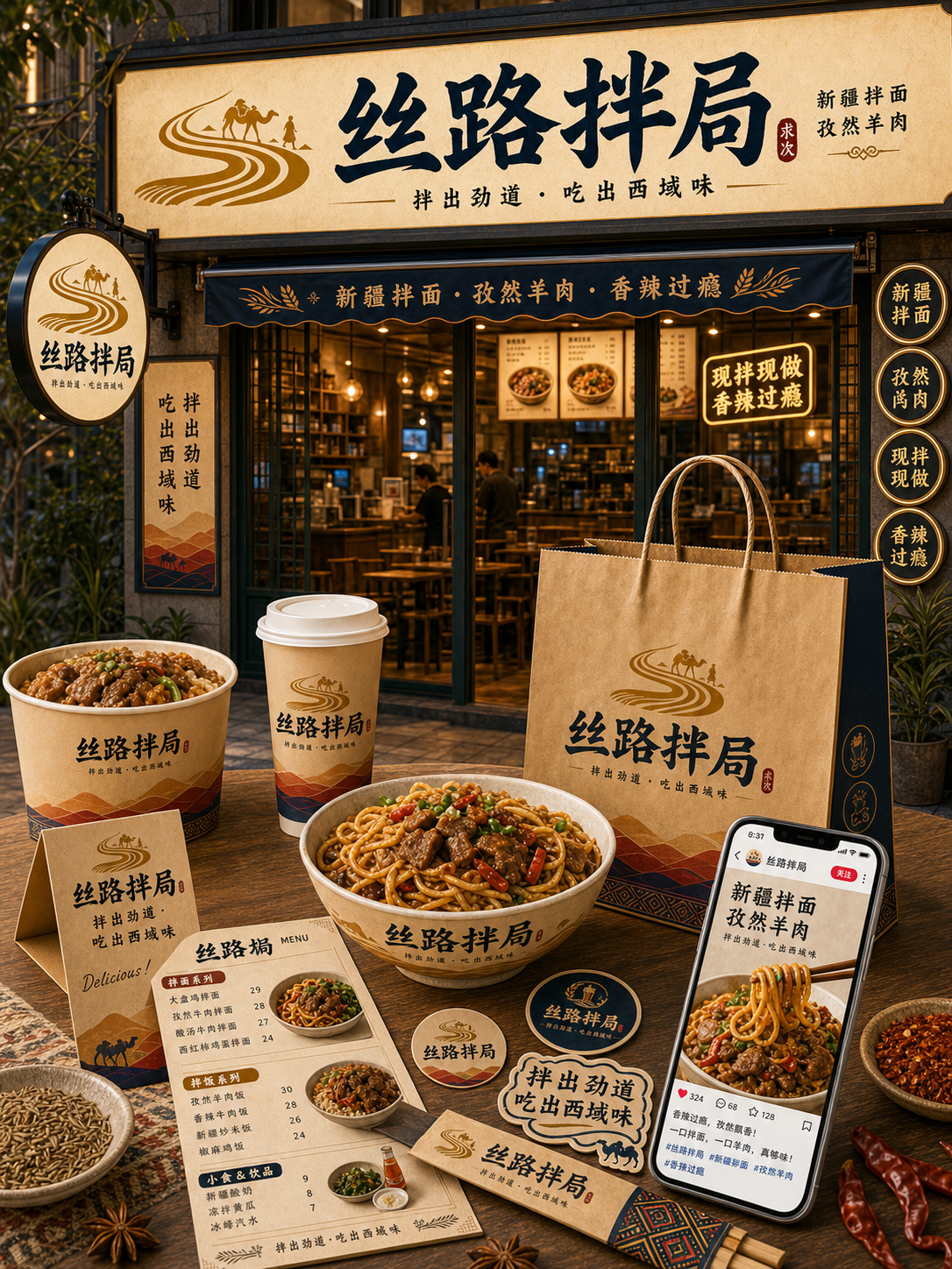 丝路拌局西北沙漠香料风小红书品牌封面
