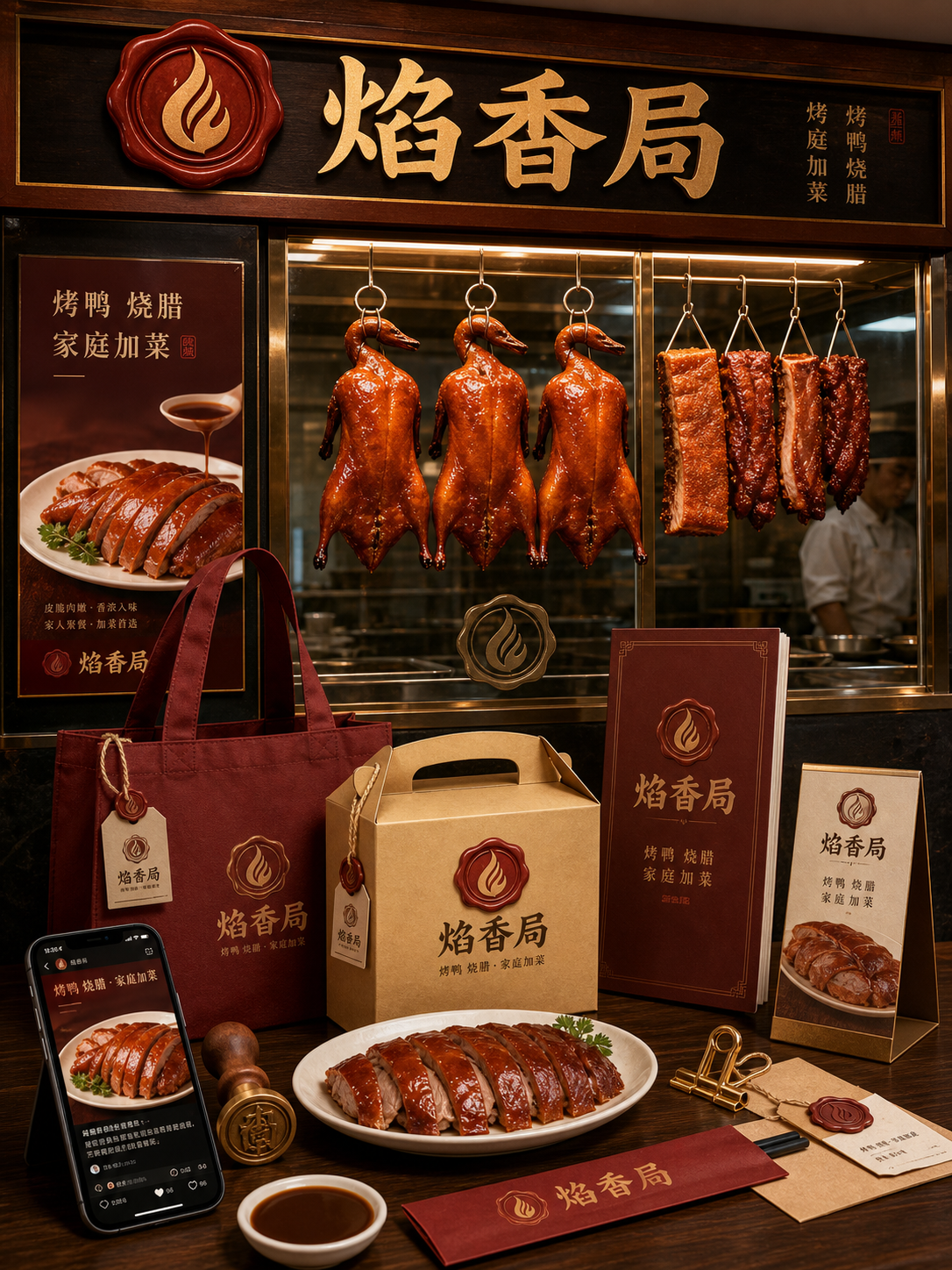 焰香局火漆印章烧腊风小红书品牌封面