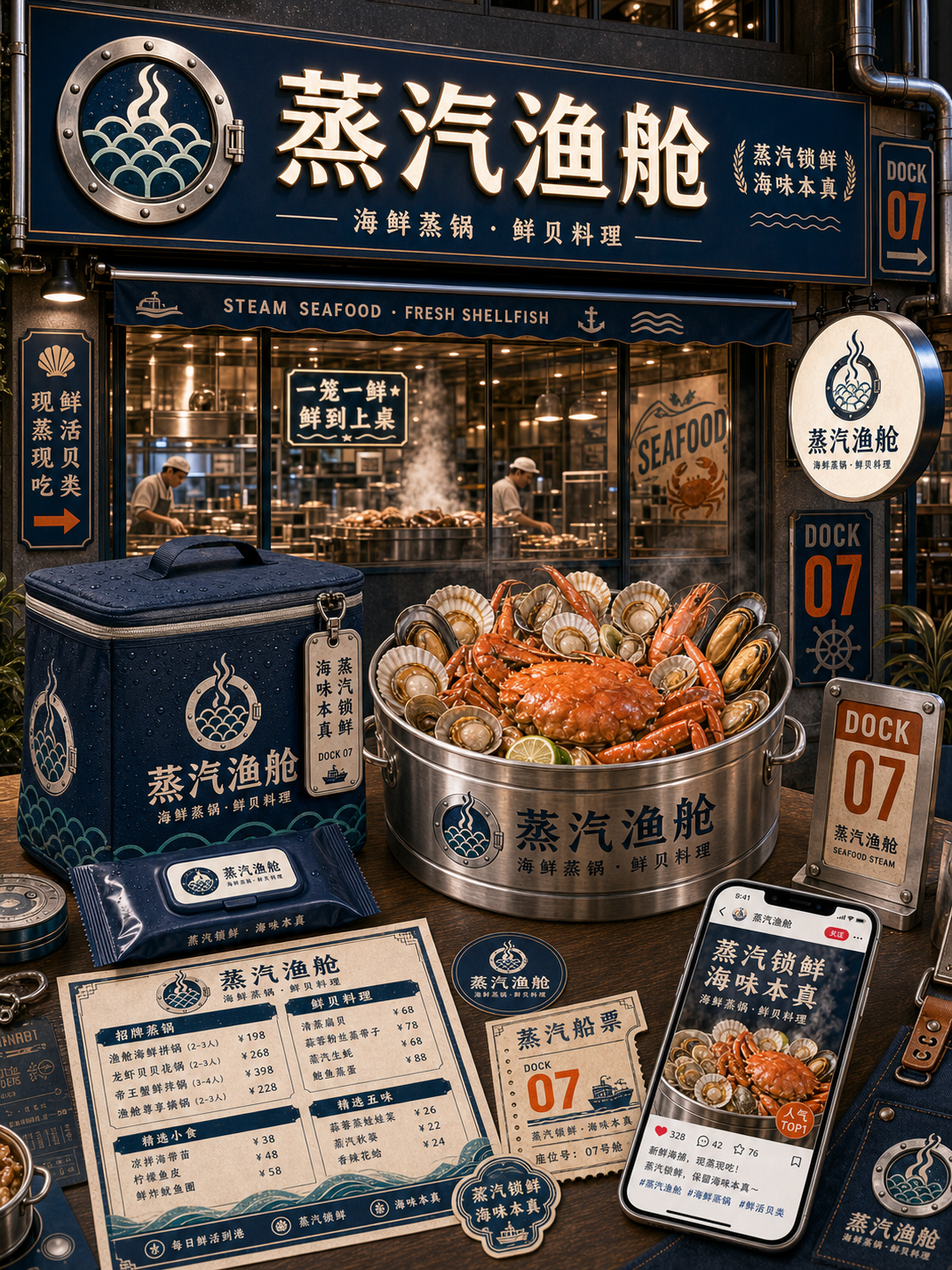 蒸汽渔舱港口蒸汽工业风小红书品牌封面