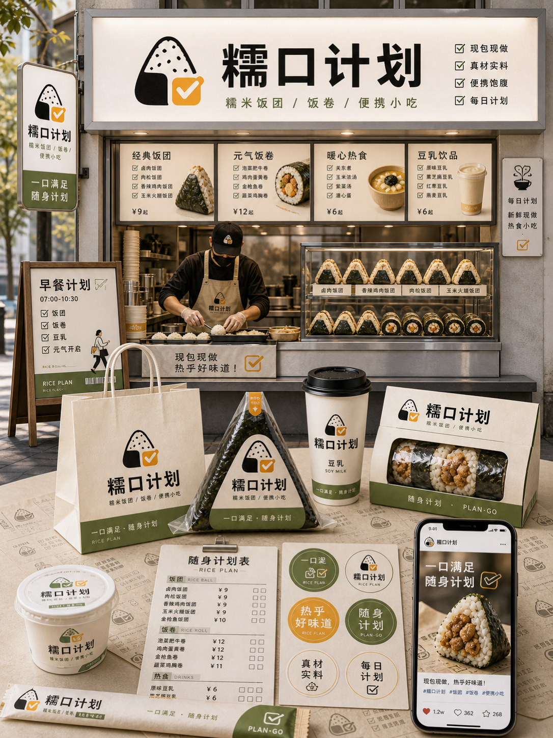 糯口计划都市计划感饭团风小红书品牌封面