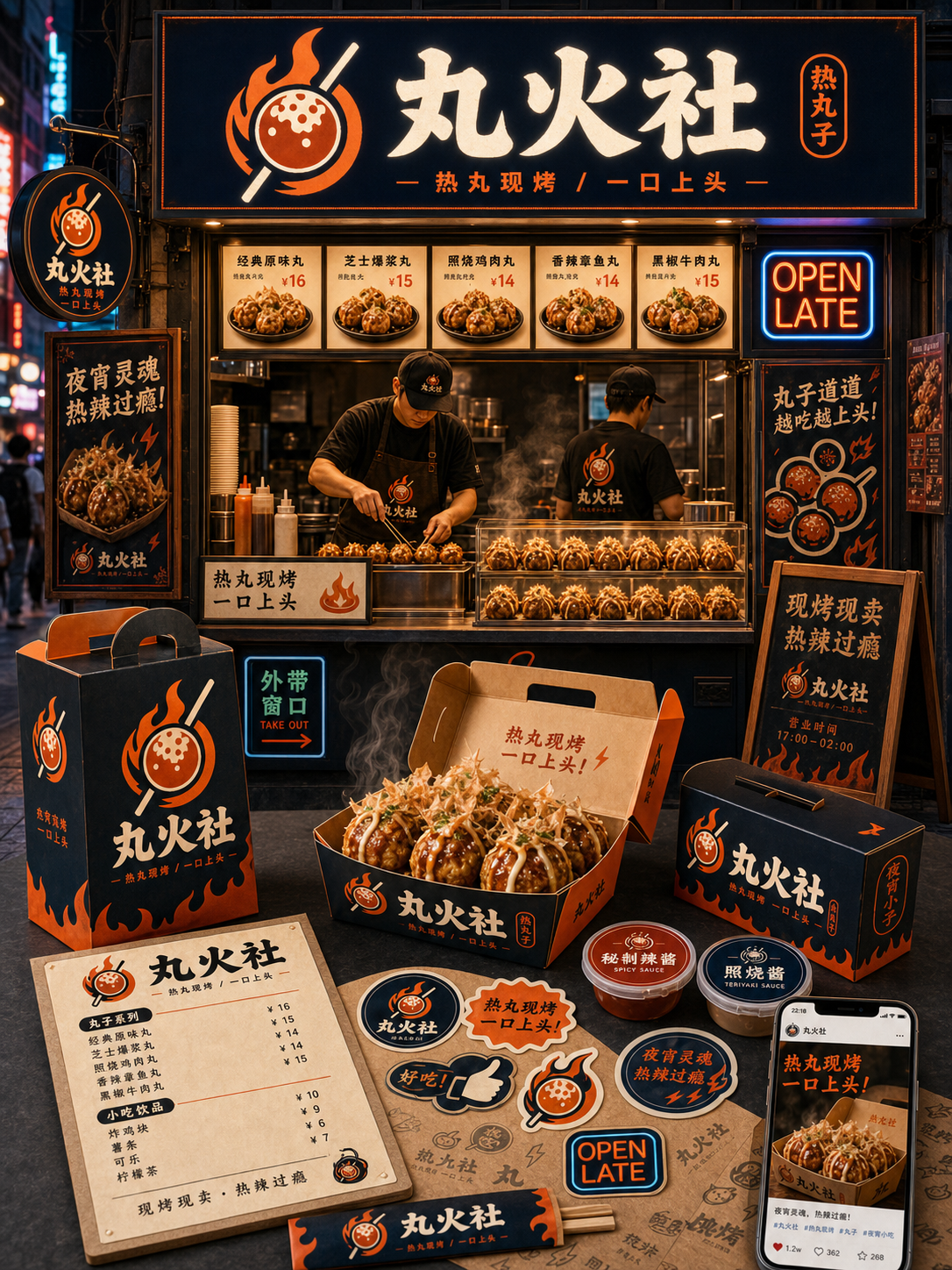 丸火社圆形火焰街头风小红书品牌封面