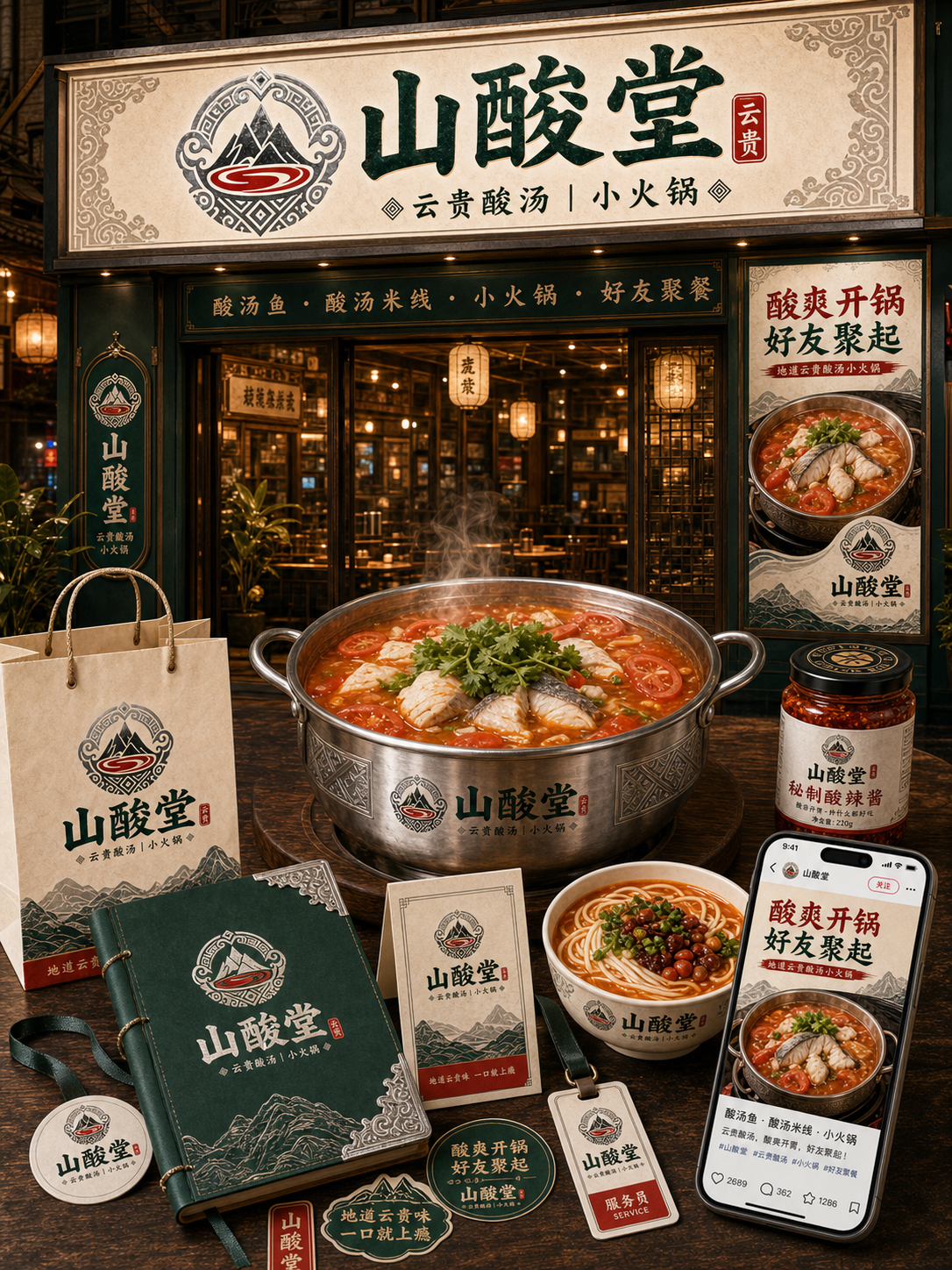 山酸堂苗岭银饰酸汤风小红书品牌封面
