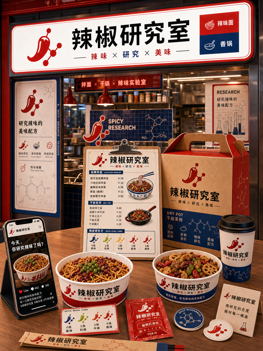 辣椒研究室红蓝研究报告风小红书品牌封面