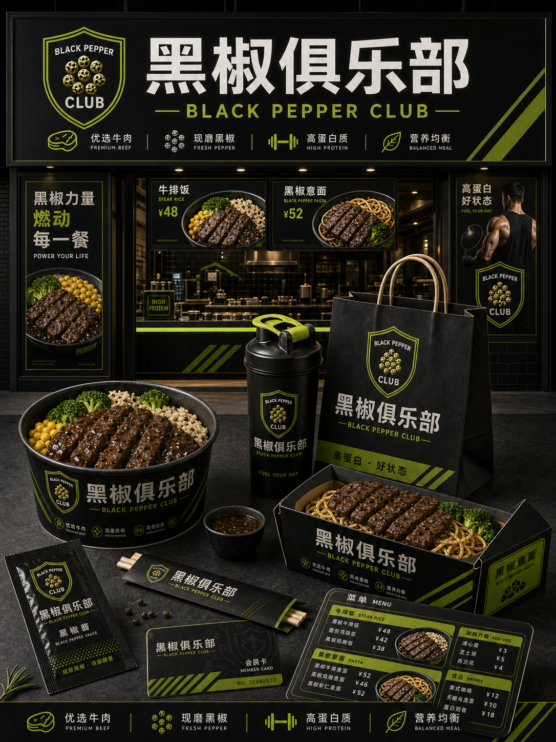 黑椒俱乐部黑绿蛋白俱乐部风小红书品牌封面