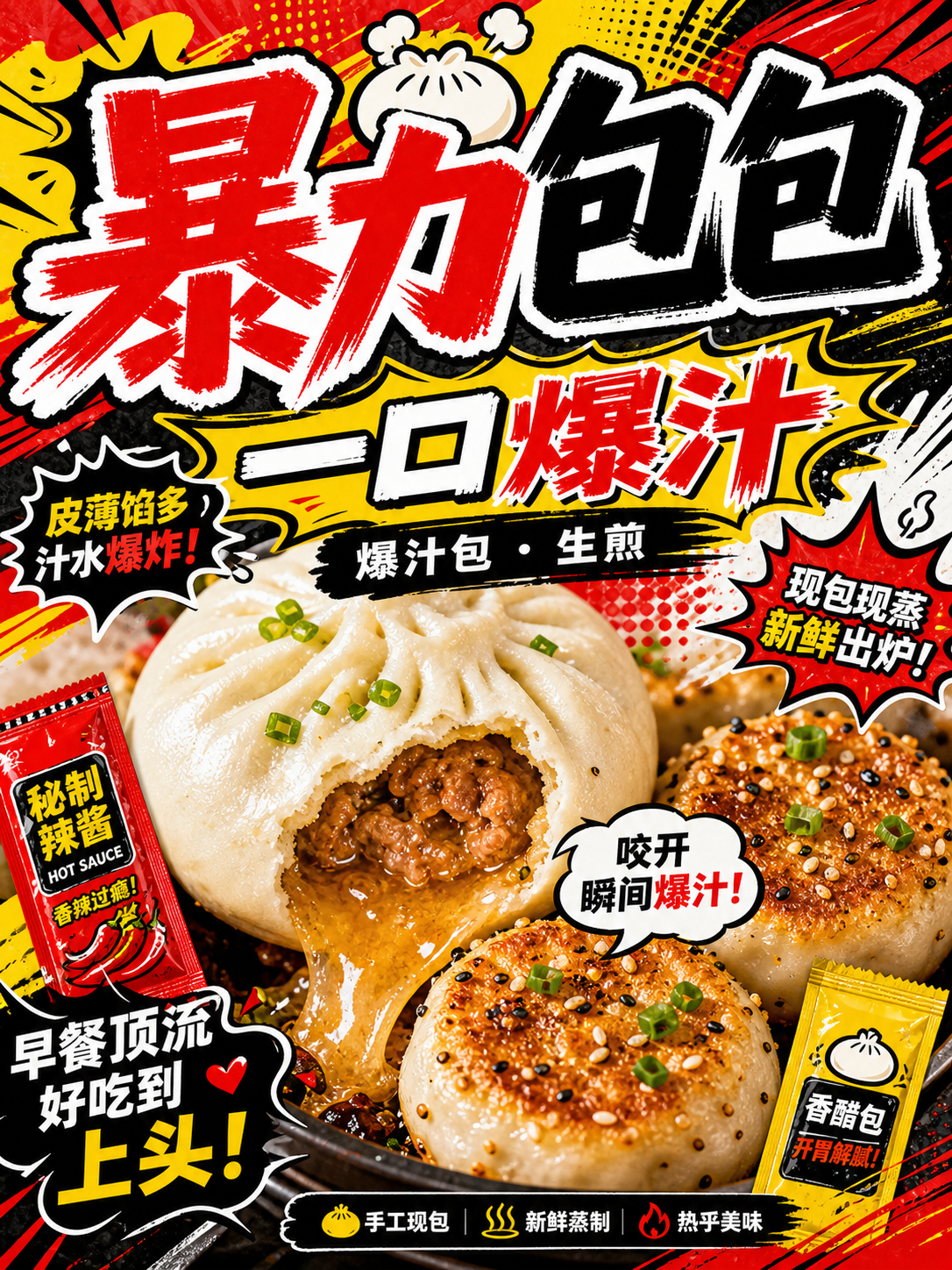 暴力包包粗体红黄街头包点风小红书品牌封面