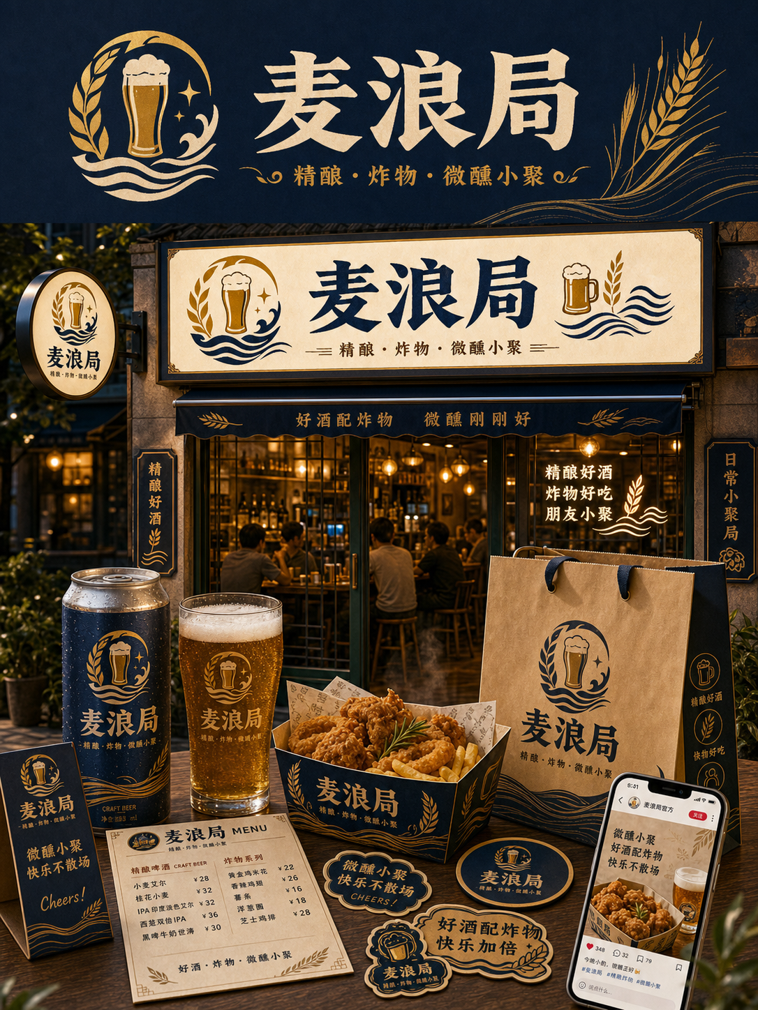 麦浪局都市精酿小馆风小红书品牌封面